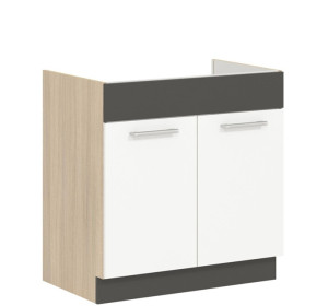 MODENA biely lesk/grafit matný MD19/D80Z, dolná drezová skrinka v šírke 80 cm