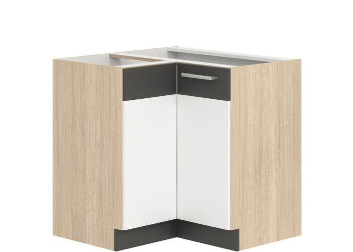 MODENA biely lesk/grafit matný MD21/D90NW, dolná rohová skrinka v šírke 90x90 cm