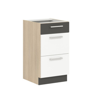 MODENA biely lesk/grafit matný MD14/D45S3, dolná skrinka so zásuvkami v šírke 45 cm