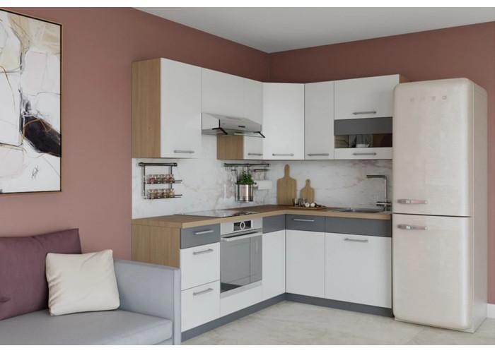 MODENA biely lesk/grafit matný MD03/G40, horná skrinka v šírke 40 cm