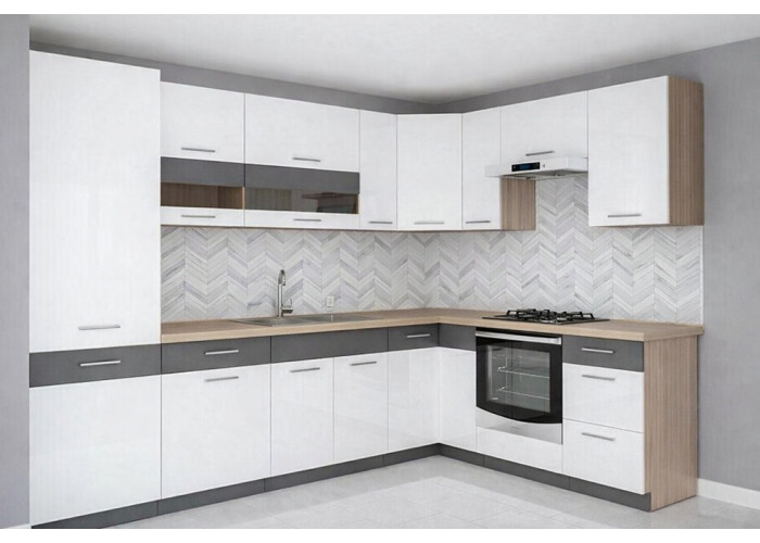 MODENA biely lesk/grafit matný MD03/G40, horná skrinka v šírke 40 cm