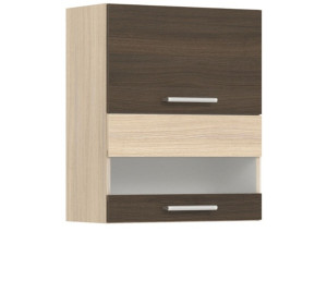 MODENA rijeka tmavá MD08/G60W, horná výklopná skrinka so sklom v šírke 60 cm