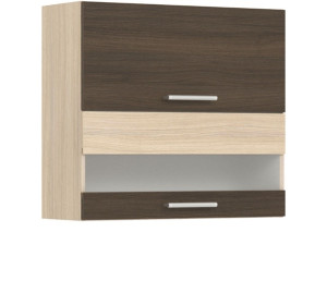 MODENA rijeka tmavá MD09/G80W, horná výklopná skrinka so sklom v šírke 80 cm