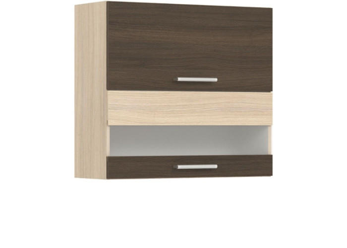 MODENA rijeka tmavá MD09/G80W, horná výklopná skrinka so sklom v šírke 80 cm