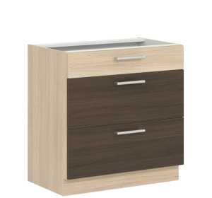 MODENA rijeka tmavá MD28/D80S3, dolná skrinka so zásuvkami v šírke 80 cm