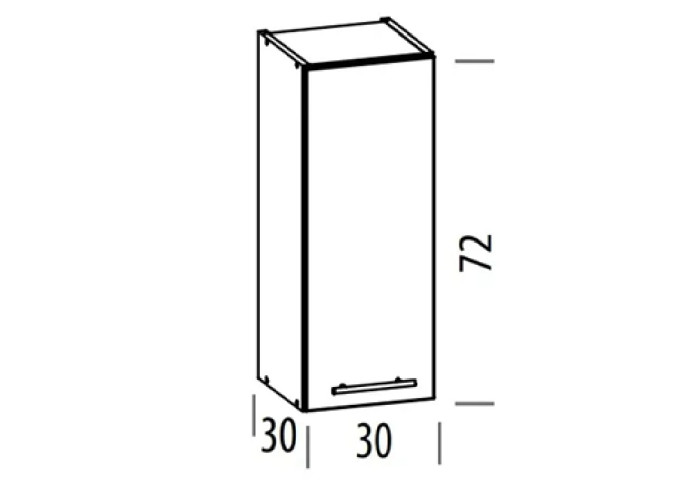 TIFFANY biely lesk T02/G30, horná skrinka v šírke 30 cm