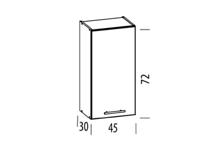 TIFFANY biely lesk T04/G45, horná skrinka v šírke 45 cm