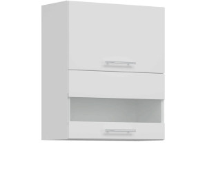 TIFFANY biely lesk T09/G60W, horná výklopná skrinka so sklom v šírke 60 cm