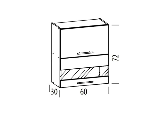 TIFFANY biely lesk T09/G60W, horná výklopná skrinka so sklom v šírke 60 cm