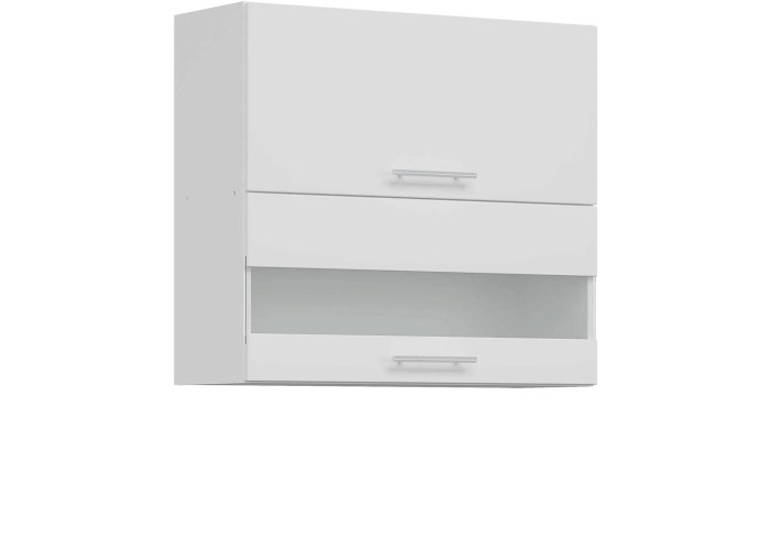 TIFFANY biely lesk T10/G80W, horná výklopná skrinka so sklom v šírke 80 cm