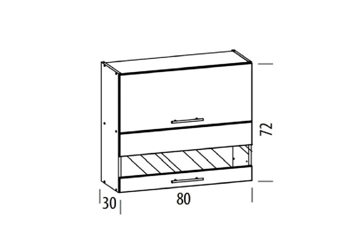 TIFFANY biely lesk T10/G80W, horná výklopná skrinka so sklom v šírke 80 cm