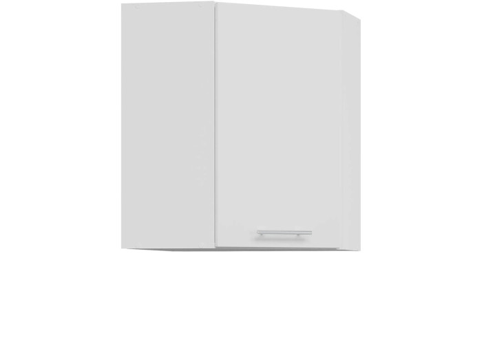 TIFFANY biely lesk T12/G60NW, horná rohová skrinka v šírke 60x60 cm