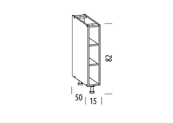 TIFFANY T13/D15, dolná otvorená skrinka v šírke 15 cm