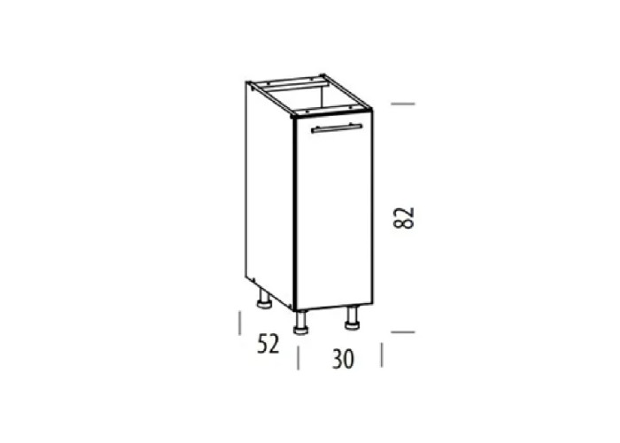 TIFFANY biely lesk T14/D30, dolná skrinka v šírke 30 cm