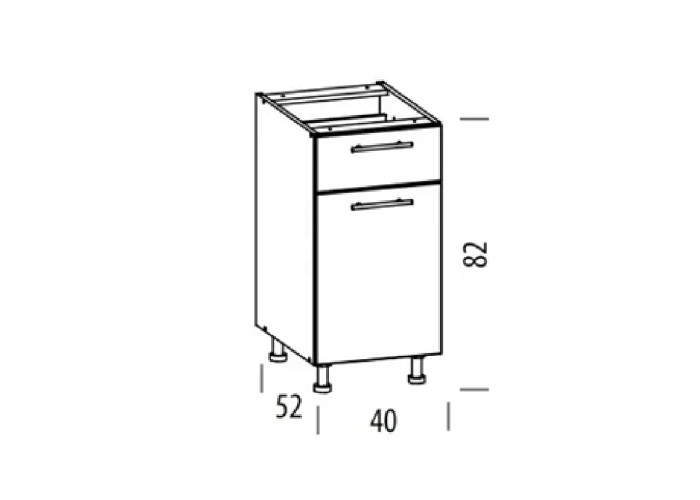 TIFFANY biely lesk T16/D40S1, dolná skrinka so zásuvkou v šírke 40 cm