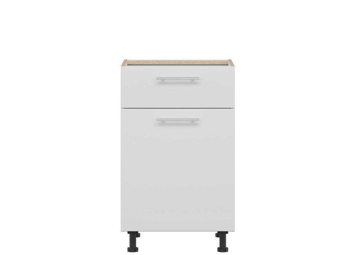 TIFFANY biely lesk T18/D50S1, dolná skrinka so zásuvkou v šírke 50 cm
