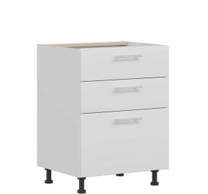 TIFFANY biely lesk T20/D60S3, dolná zásuvková skrinka v šírke 60 cm