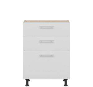 TIFFANY biely lesk T20/D60S3, dolná zásuvková skrinka v šírke 60 cm