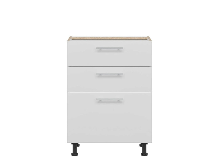 TIFFANY biely lesk T20/D60S3, dolná zásuvková skrinka v šírke 60 cm