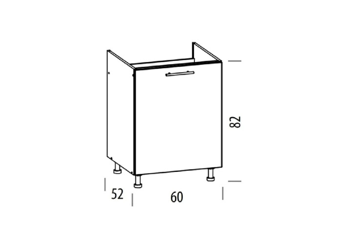 TIFFANY biely lesk T23/D60Z, dolná drezová skrinka v šírke 60 cm