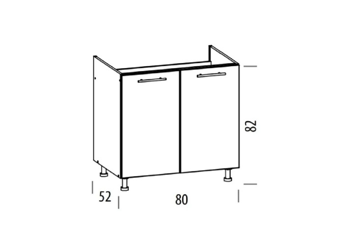TIFFANY biely lesk T24/D80Z, dolná drezová skrinka v šírke 80 cm