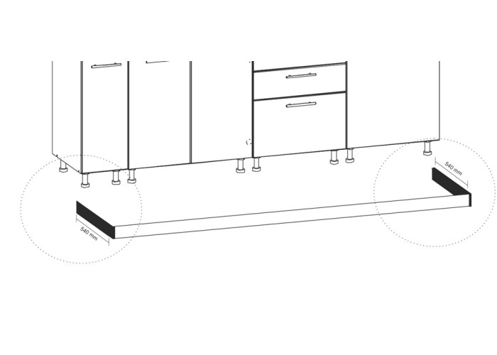TIFFANY T32, bočný sokel na spodné skrinky v dĺžke 51,4 cm a výške 10 cm
