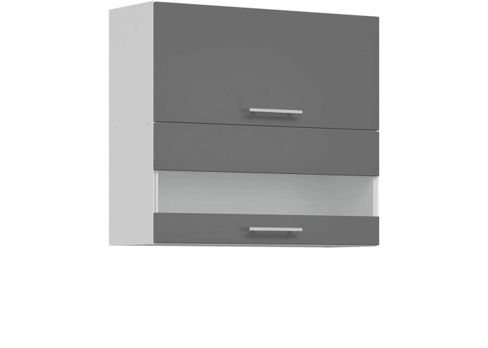 TIFFANY sivý lesk T10/G80W, horná výklopná skrinka so sklom v šírke 80 cm