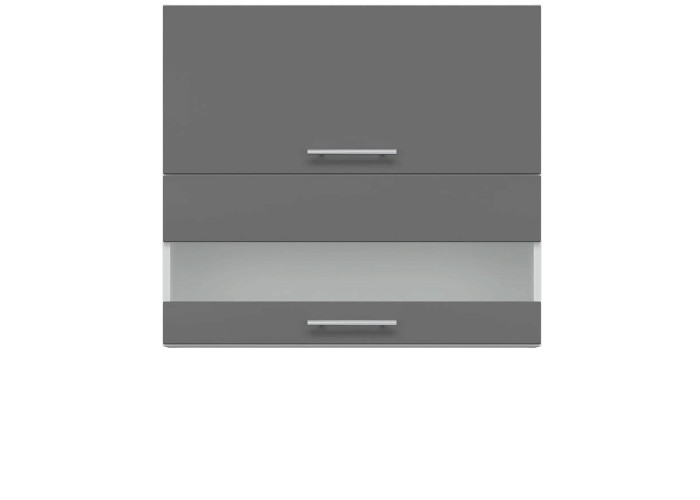 TIFFANY sivý lesk T10/G80W, horná výklopná skrinka so sklom v šírke 80 cm