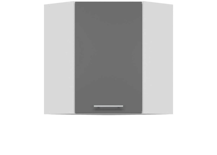 TIFFANY sivý lesk T12/G60NW, horná rohová skrinka v šírke 60x60 cm