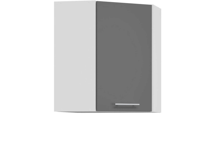 TIFFANY sivý lesk T12/G60NW, horná rohová skrinka v šírke 60x60 cm