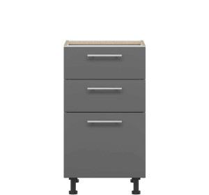 TIFFANY sivý lesk T17/D45S3, dolná zásuvková skrinka v šírke 45 cm