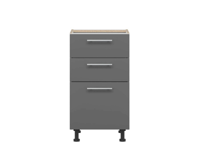 TIFFANY sivý lesk T17/D45S3, dolná zásuvková skrinka v šírke 45 cm