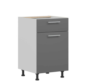 TIFFANY sivý lesk T18/D50S1, dolná skrinka so zásuvkou v šírke 50 cm