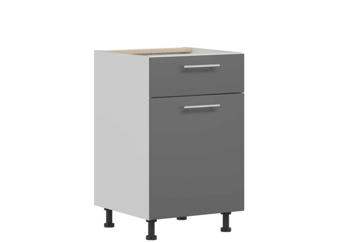 TIFFANY sivý lesk T18/D50S1, dolná skrinka so zásuvkou v šírke 50 cm