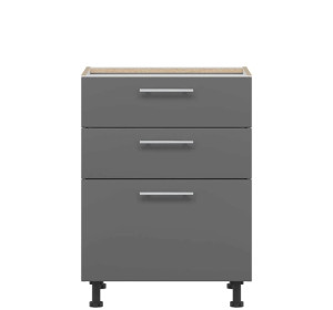 TIFFANY sivý lesk T20/D60S3, dolná zásuvková skrinka v šírke 60 cm