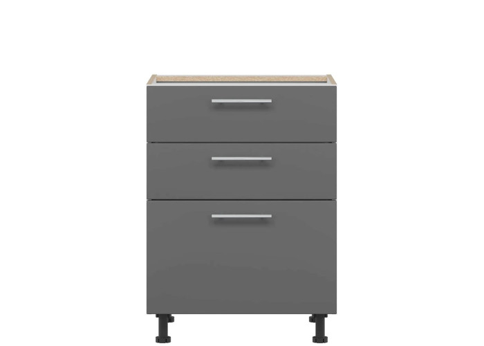 TIFFANY sivý lesk T20/D60S3, dolná zásuvková skrinka v šírke 60 cm