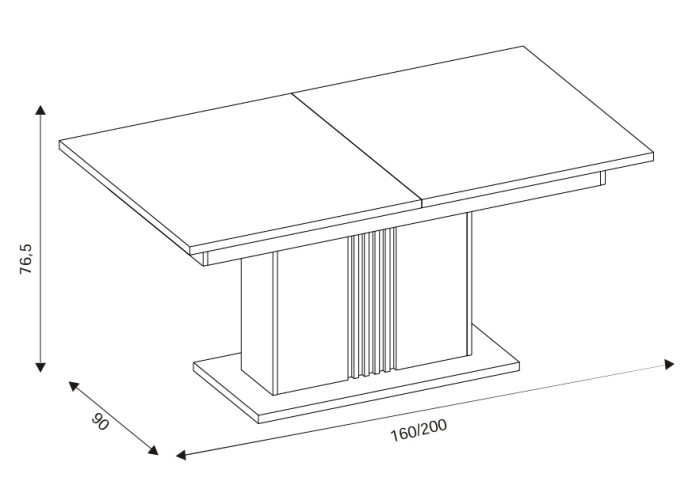 MATI ST12, rozkladací jedálenský stôl 160-200x90 cm MATI ST12, rozkladací jedálenský stôl 160-200x90 cm