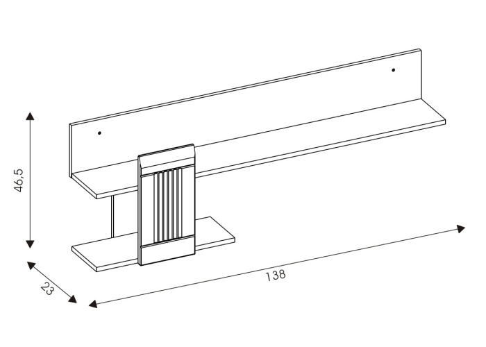 MILTON antracit ML10, závesná polica