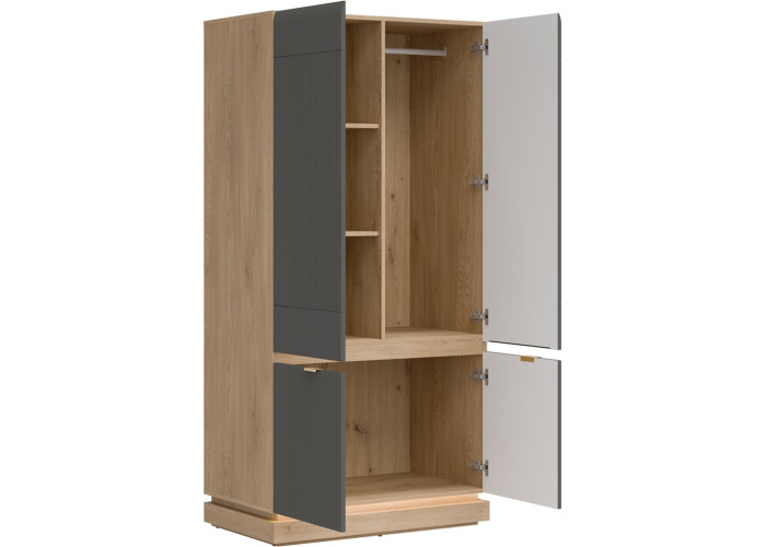 MILTON sivý ML08 šatníkovo-policová skriňa