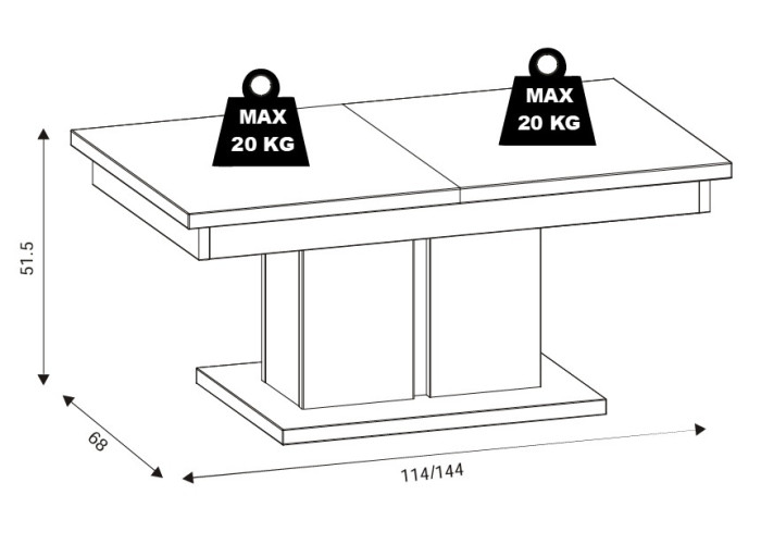 PRISCO PR09, rozkladací konferenčný stolík
