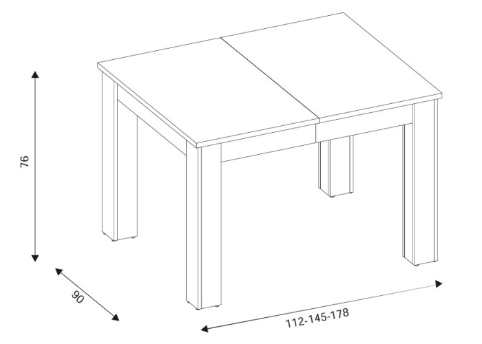 PRISCO PR10, rozkladací jedálenský stôl 112-145-178x90 cm