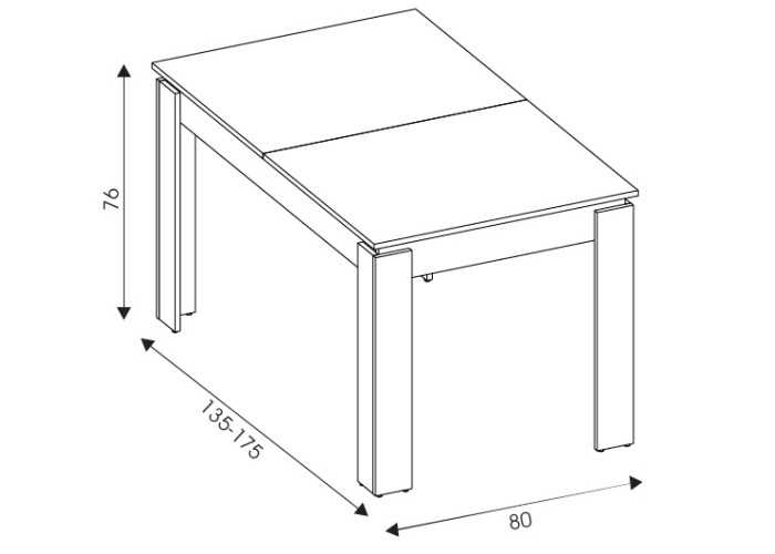 REMI biela/dub evoke ST06 rozkladací jedálenský stôl 135-175x80 cm