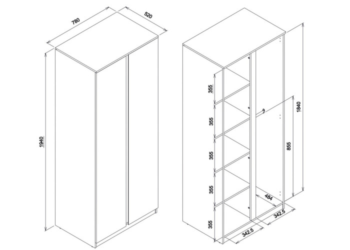 REMI biela/dub evoke RM10 šatníkovo-policová skriňa