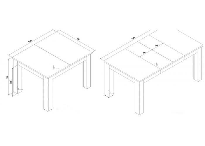 SNOBI SB14, rozkladací jedálenský stôl 112-145-178x90 cm