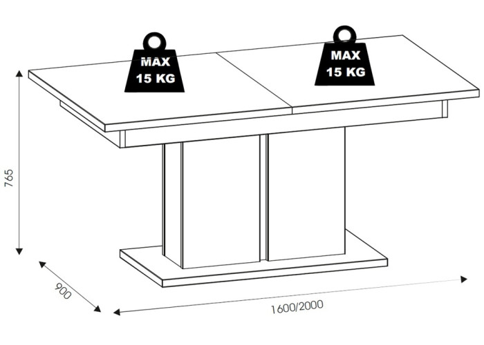 VERO ST02, rozkladací jedálenský stôl 160-200x90 cm