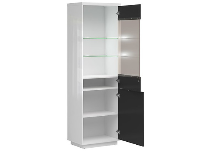 FORN biely lesk/čierna matná REG1D1W, vitrína
