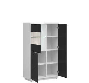 FORN biely lesk/čierna matná REG2D1W, vitrína