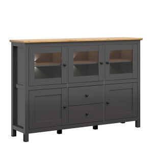 HESEN grafit/dub artisan KOM3W2D2S/13/19, komoda/vitrína