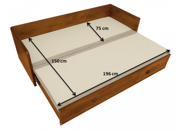 INDIANA dub sutter JLOZ 80/160 (hnedá) rozkladacia posteľ s matracom a vankúšmi