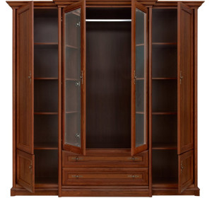 KENT gaštan ESZF 4D2S šatníková skriňa